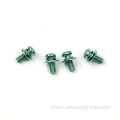 Green zinc plated sems screws with flat washer